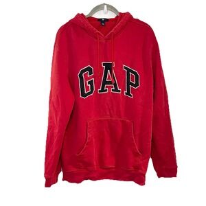 GAP Heritage Logo Hoodie Red Navy Soft Pullover Sweatshirt Y2K Men's sz M